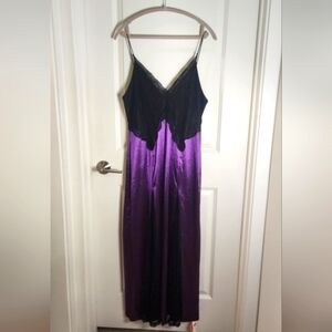 NWT Cider XL Purple and Black Satin Lace Slip Dress
